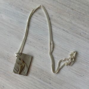 BOMA Eagle (Air) Square Pendant Necklace. Sterling Silver & Pewter Alloy.